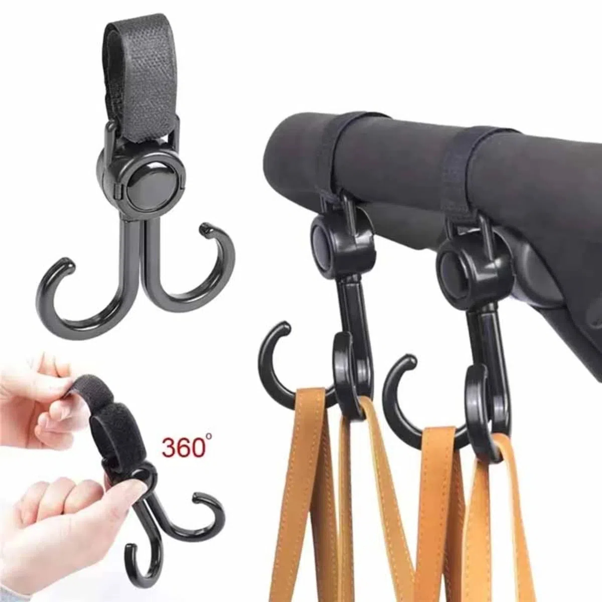 Travel Accessories For Baby - Rotatable Double Hooks Baby Stroller Travel