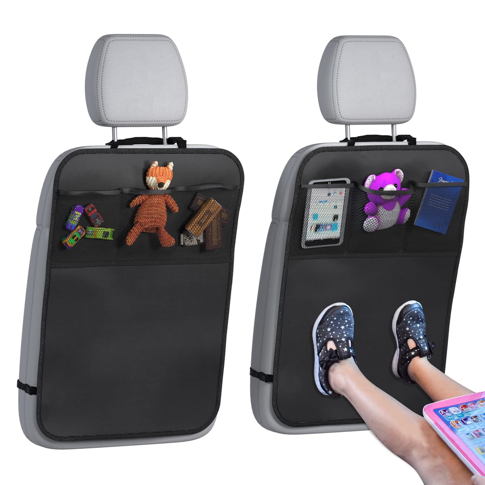 Car Seat Travel Bag - 2pcs Kick Mats Waterproof Backseat Protector