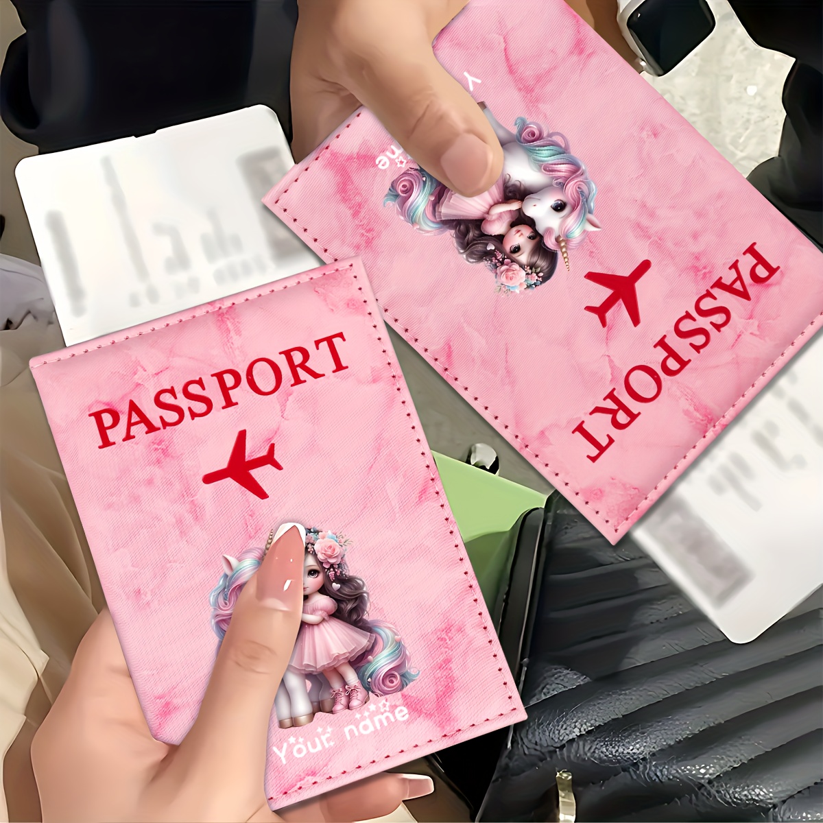 Travel Accessories Personalised - Unicorn Girl Pattern PU Passport Holder