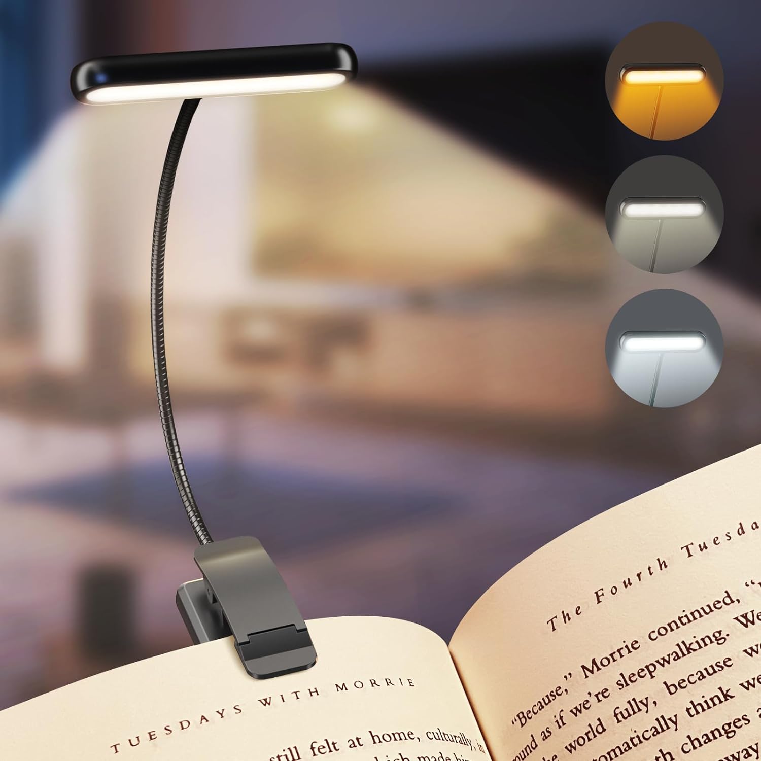 Book Light Flexible - 14Leds Book Light USB Rechargeable Reading