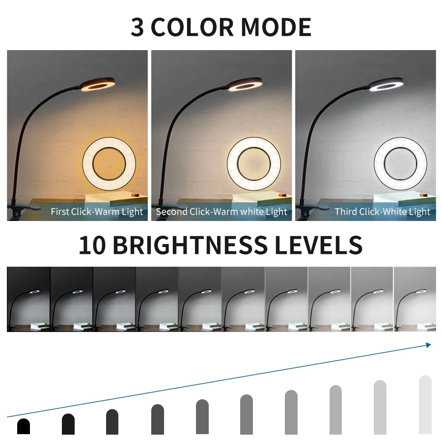 48 LEDs Clip on Desk Lamp 360° - Book Light Flexible 评论和价格