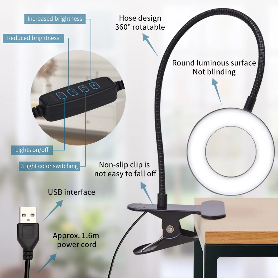 48 LEDs Clip on Desk Lamp 360° - Book Light Flexible 评论和价格