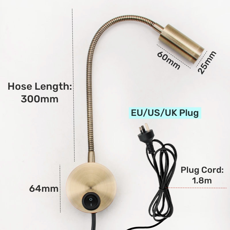 3W Bronze Gooseneck LED Wall L - Book Light Flexible 评论和价格