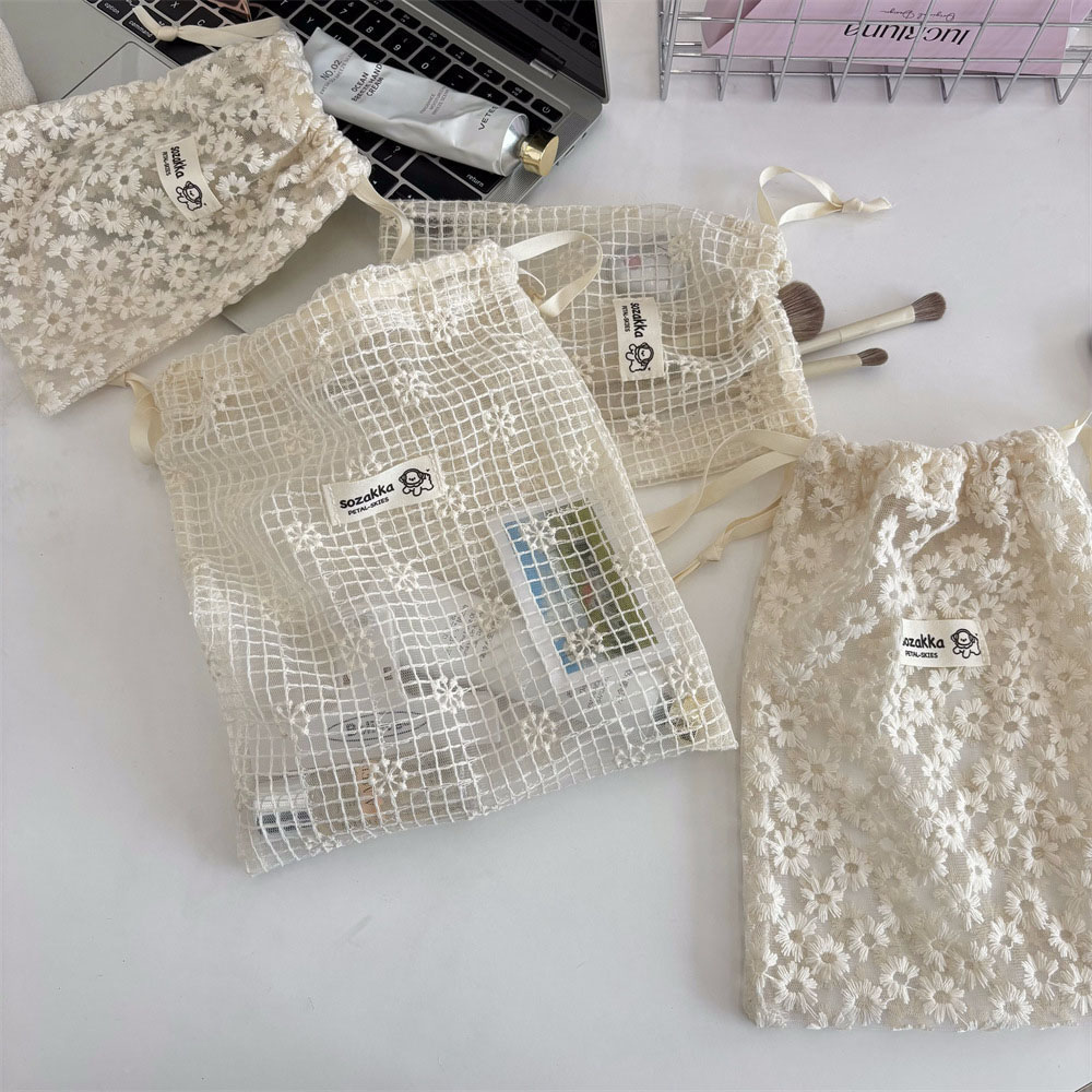 Lace Embroidered Daisy Mesh Dr - Travel Accessories Organizer 评论和价格