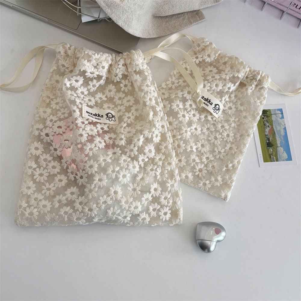 Lace Embroidered Daisy Mesh Dr - Travel Accessories Organizer 评论和价格