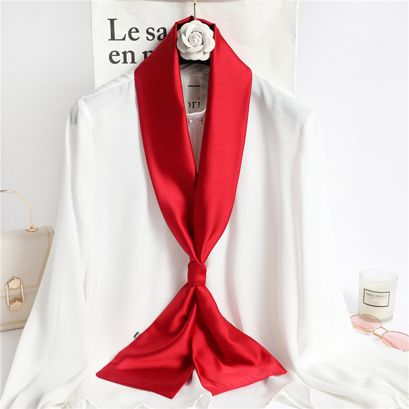 Red Solid Color Long Silk Scar - Travel Accessories Neck 评论和价格