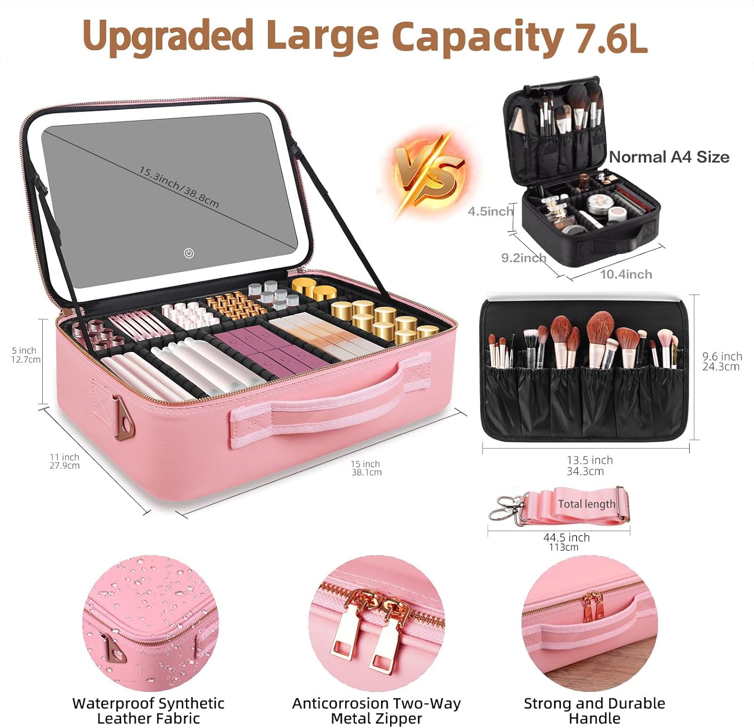 Large Capacity Makeup Bag 15'' - Travel Accessories Organizer 评论和价格